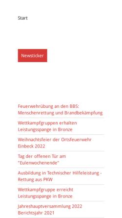 Vorschau der mobilen Webseite www.feuerwehr-einbeck.de, Feuerwehr Einbeck