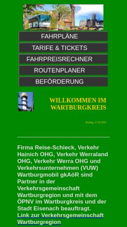 Vorschau der mobilen Webseite www.vgwak.de, Bus - Verkehrsgemeinschaft Werra-Hainich UG (haftungsbeschränkt)