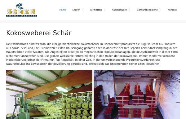 Vorschau von www.kokosweberei-schaer.de, August Schär KG - Mechanische Kokosweberei
