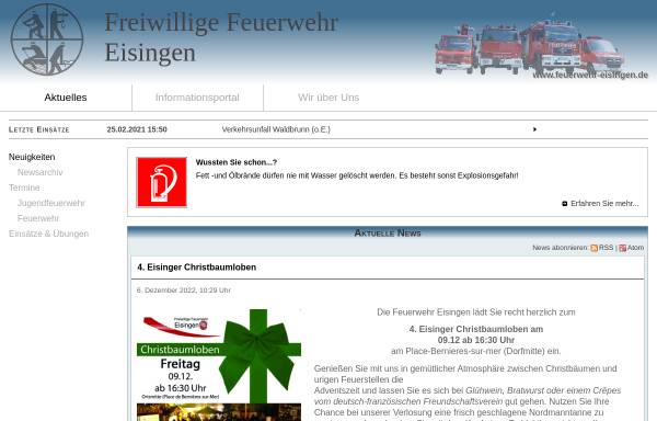 Vorschau von www.feuerwehr-eisingen.de, Freiwillige Feuerwehr Eisingen
