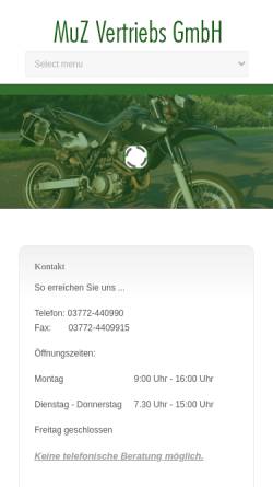 Vorschau der mobilen Webseite www.muz.de, Motorenwerke Zschopau GmbH