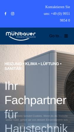 Vorschau der mobilen Webseite www.muehlbauer-haustechnik.de, Josef Mühlbauer GmbH