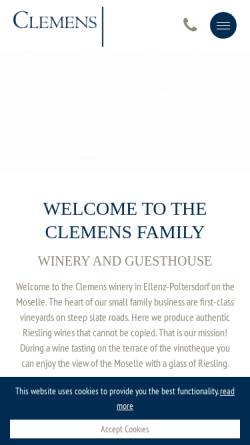 Vorschau der mobilen Webseite www.weingut-clemens.de, Weingut Werner Clemens