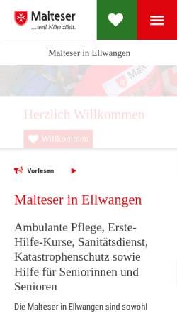 Vorschau der mobilen Webseite www.malteser-ellwangen.de, Malteser Hilfsdienst e.V. Stadtverband Ellwangen