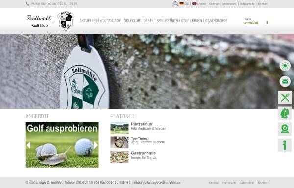 Vorschau von www.golfanlage-zollmuehle.de, Golfanlage Zollmühle