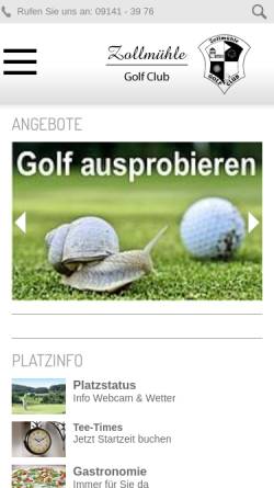 Vorschau der mobilen Webseite www.golfanlage-zollmuehle.de, Golfanlage Zollmühle