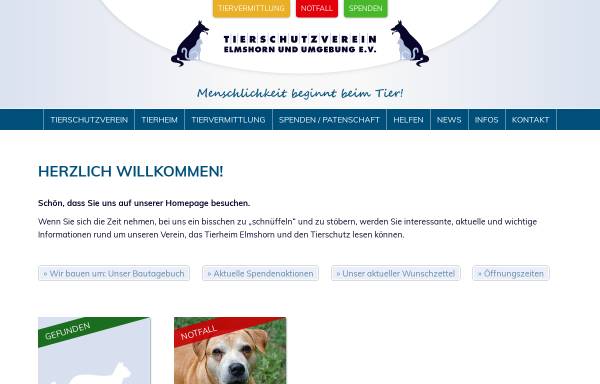 Vorschau von www.tierheim-elmshorn.de, Tierschutzverein Elmshorn u.U. e.V.