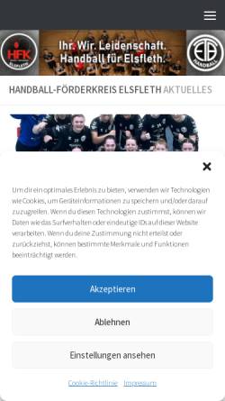 Vorschau der mobilen Webseite hfk-elsfleth.de, Handball Förderkreis Elsfleth e.V. 1992