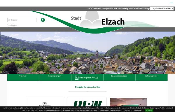 Vorschau von www.elzach.de, Stadt Elzach