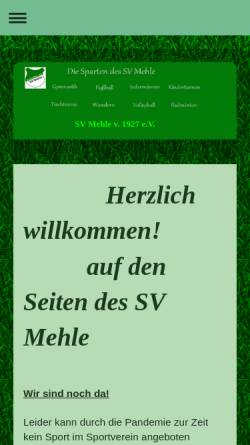 Vorschau der mobilen Webseite sv-mehle.de, SV Mehle von 1927 e.V.