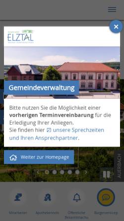 Vorschau der mobilen Webseite www.elztal.de, Gemeinde Elztal