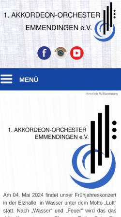 Vorschau der mobilen Webseite www.1aoe.com, 1. Akkordeon Orchester Emmendingen e.V.