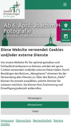 Vorschau der mobilen Webseite www.emmendingen.de, Stadt Emmendingen