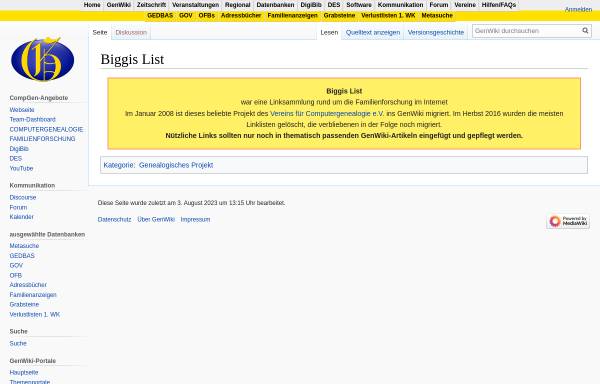 Vorschau von wiki-de.genealogy.net, Biggis List