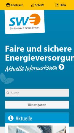 Vorschau der mobilen Webseite www.swe-emmendingen.de, Stadtwerke Emmendingen GmbH