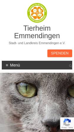 Vorschau der mobilen Webseite www.tierheim-emmendingen.de, Tierheim Emmendingen