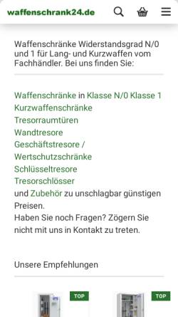 Vorschau der mobilen Webseite www.waffenschrank24.de, Büro- & Tresortechnik Böckenfeld