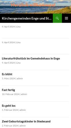 Vorschau der mobilen Webseite www.enge-stedesand.de, Kirchengemeinden Enge und Stedesand