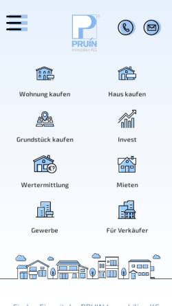 Vorschau der mobilen Webseite www.pruin.de, Pruin Immobilien KG
