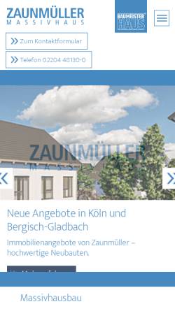 Vorschau der mobilen Webseite www.zaunmueller.de, Zaunmüller Massivhaus GmbH