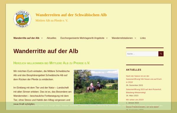 Vorschau von wanderreiten-alb.de, Mittlere Alb zu Pferde e.V.