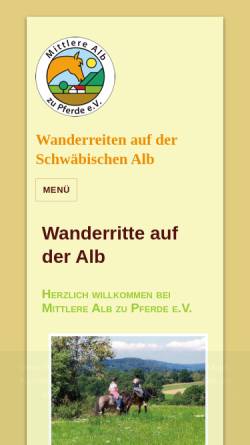 Vorschau der mobilen Webseite wanderreiten-alb.de, Mittlere Alb zu Pferde e.V.