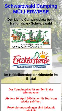 Vorschau der mobilen Webseite www.muellerwiese.de, Schwarzwald-Camping Müllerwiese