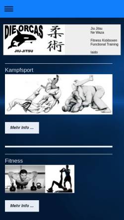 Vorschau der mobilen Webseite www.orcas1.de, Selbstverteidigungsschule Die Orcas