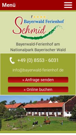 Vorschau der mobilen Webseite www.bayerwald-ferienhof.de, Ferienhof Garhammer