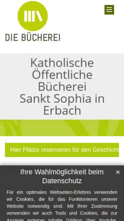 Vorschau der mobilen Webseite www.koeberbach.de, Katholische Öffentliche Bücherei Erbach
