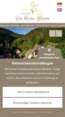 Vorschau der mobilen Webseite www.hotel-kleineblume.de, Hotel-Restaurant Die kleine Blume GmbH
