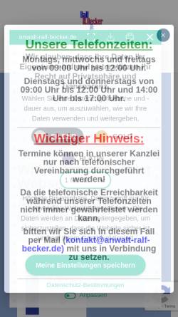 Vorschau der mobilen Webseite www.anwalt-ralf-becker.de, Anwaltskanzlei Ralf Becker