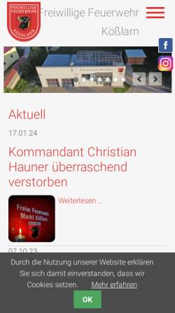 Vorschau der mobilen Webseite www.feuerwehr-koesslarn.de, Freiwillige Feuerwehr Kößlarn
