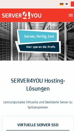 Vorschau der mobilen Webseite www.server4you.de, Server4you.de, BSB Service GmbH