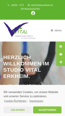 Vorschau der mobilen Webseite vital-erkheim.de, Fitnessstudio Vital