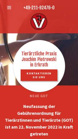 Vorschau der mobilen Webseite tierarzt-piotrowski.de, Tierarztpraxis Joachim Piotrowski