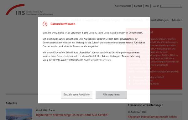 Vorschau von leibniz-irs.de, Institut für Regionalentwicklung und Strukturplanung