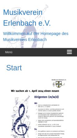 Vorschau der mobilen Webseite musikverein-erlenbach.de, Musikverein Erlenbach