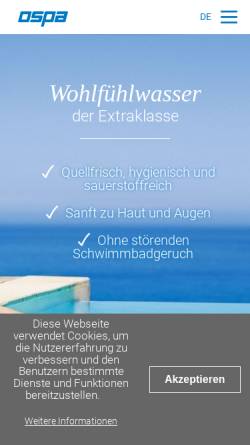 Vorschau der mobilen Webseite www.ospa-schwimmbadtechnik.de, Ospa Apparatebau Pauser GmbH & Co. KG