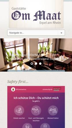 Vorschau der mobilen Webseite www.om-maat.de, Gaststätte Om Maat - Erpel