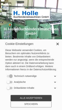 Vorschau der mobilen Webseite www.h-holle.de, H. Holle Buchbindereimaschinen GmbH