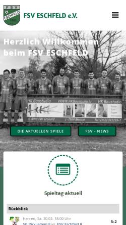 Vorschau der mobilen Webseite fsv-eschfeld.de, FSV Eschfeld 1980 e.V.
