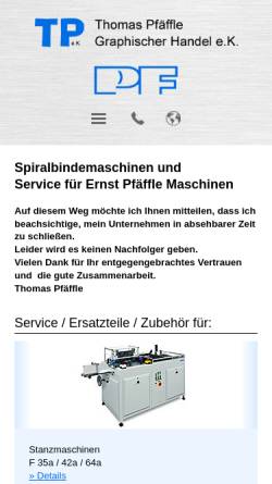 Vorschau der mobilen Webseite www.pf-pfaeffle.de, PF Ernst Pfäffle Maschinenbau GmbH