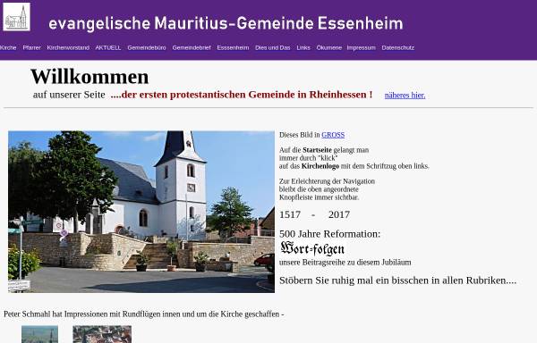 Vorschau von www.ev-kirchengemeinde-essenheim.de, Evangelische Mauritiusgemeinde Essenheim