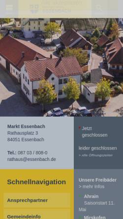 Vorschau der mobilen Webseite www.essenbach.de, Markt Essenbach