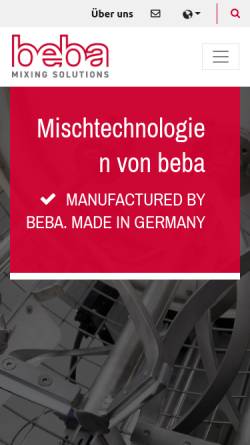 Vorschau der mobilen Webseite www.beba-mischtechnik.de, Beba Mischtechnik GmbH