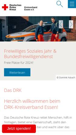 Vorschau der mobilen Webseite www.drk-essen.de, DRK Bereitschaft Essen Borbeck