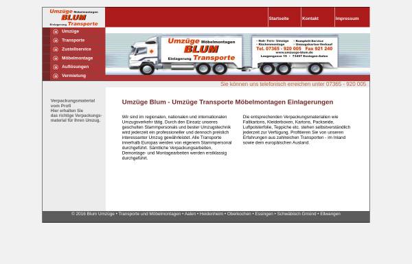 Vorschau von www.umzuege-blum.de, Umzüge Blum