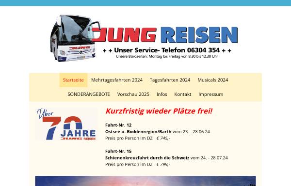 Vorschau von www.jung-busreisen.de, Jung-Reisen, Inhaber M. Klein