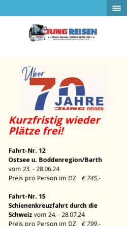 Vorschau der mobilen Webseite www.jung-busreisen.de, Jung-Reisen, Inhaber M. Klein